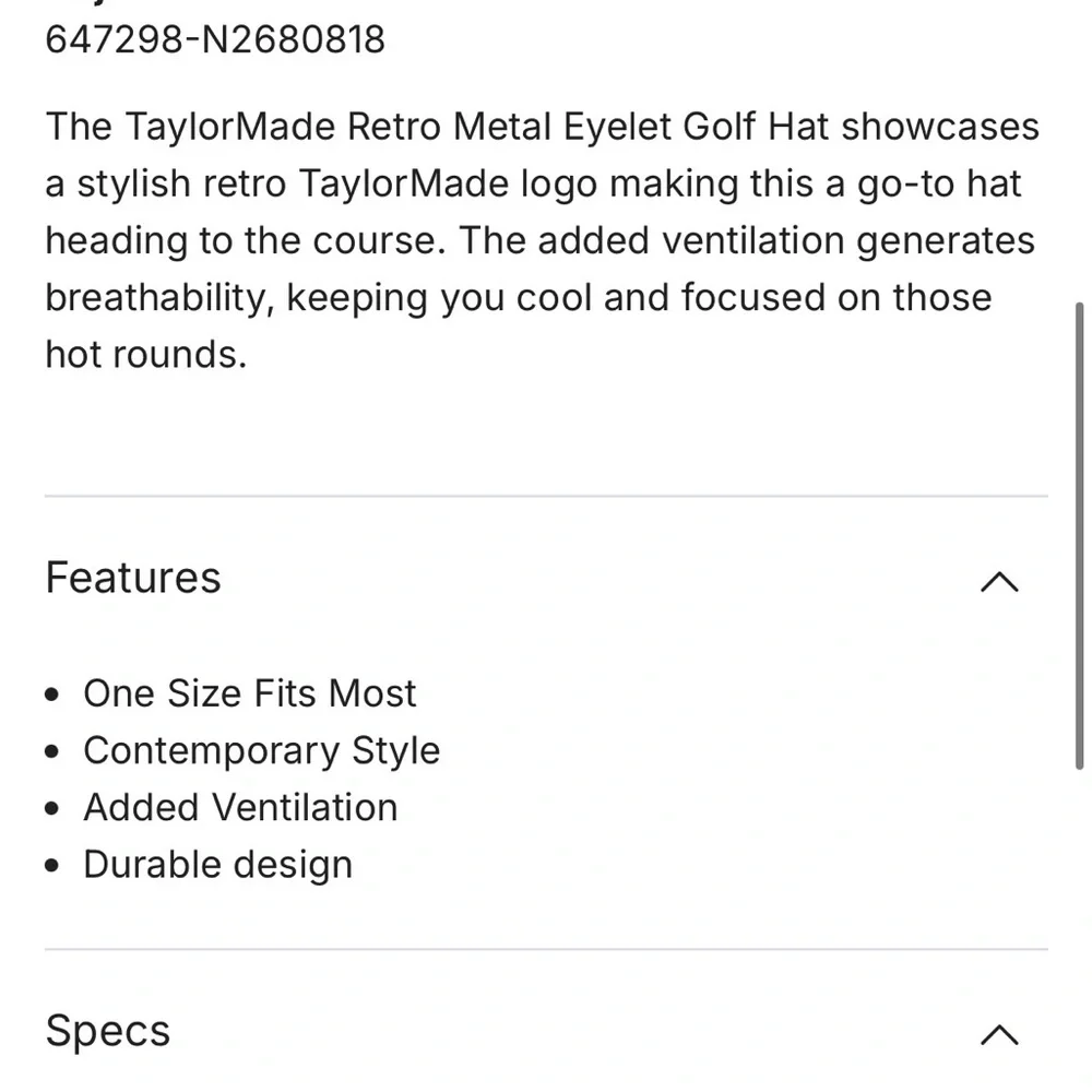 TaylorMade Navy and Brown Hat NWT - Picture 3 of 5